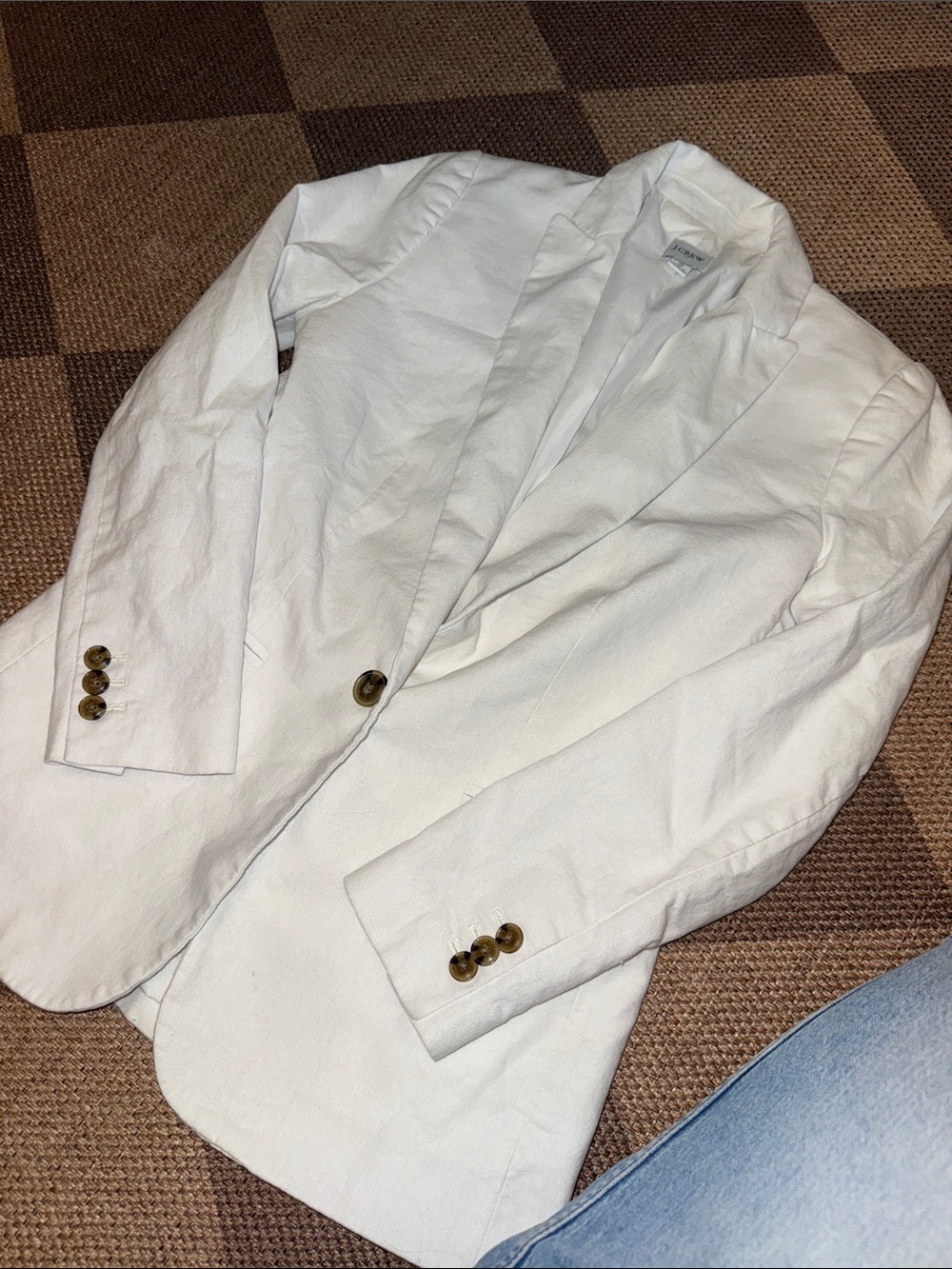 J. Crew White Linen-Blend Single-Breasted Blazer